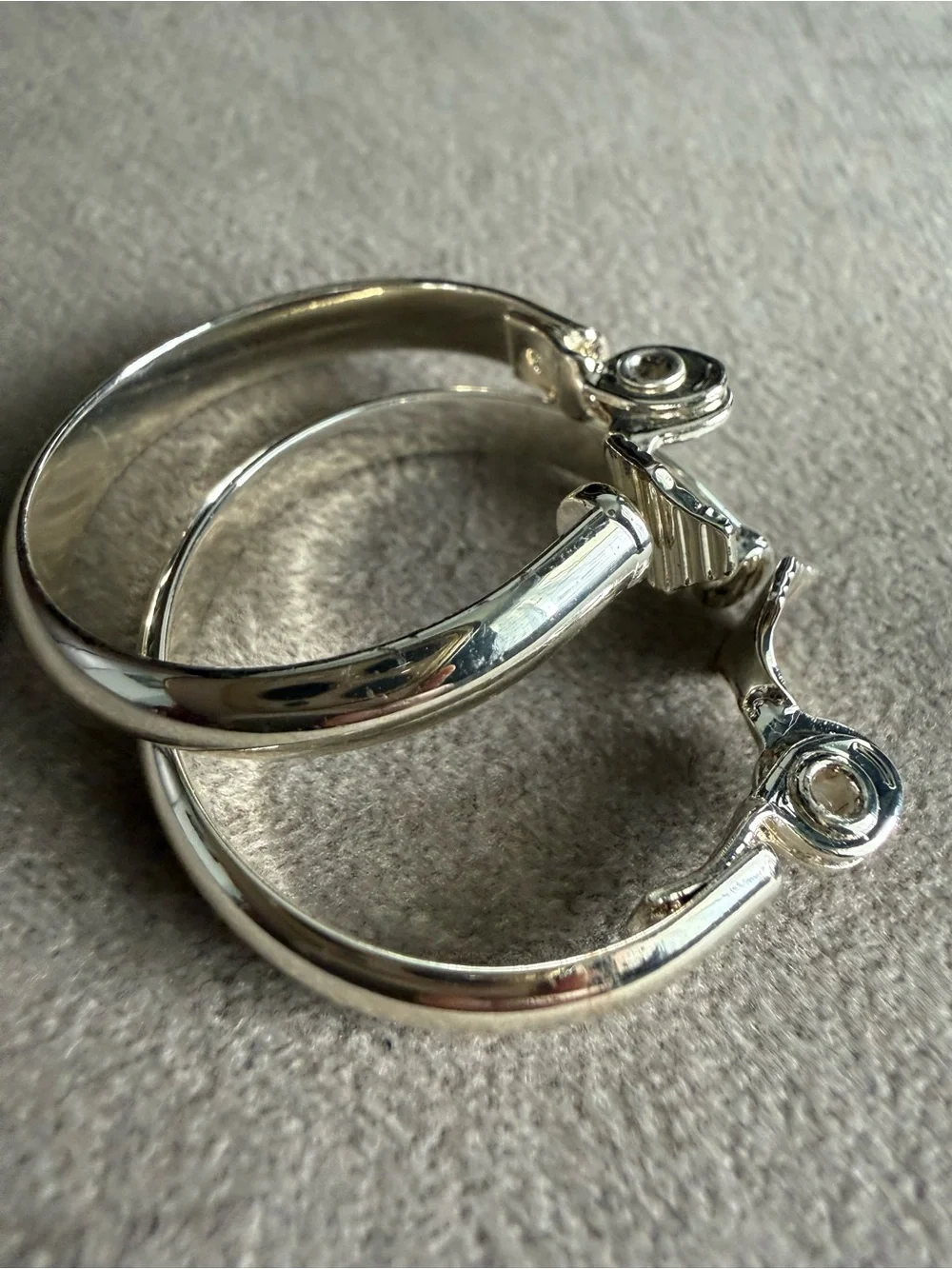 Polished Silver Hoop Earrings - Shiny Silver Finish
